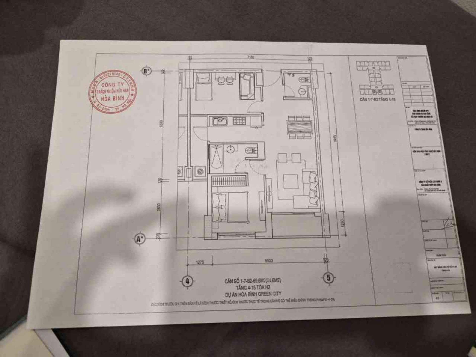 Bán nhà Minh Khai - diện tích 70m2 8 tầng - Căn hộ chung cư 2 ngủ, 2 vệ sinh - giá 6,25 tỷ
