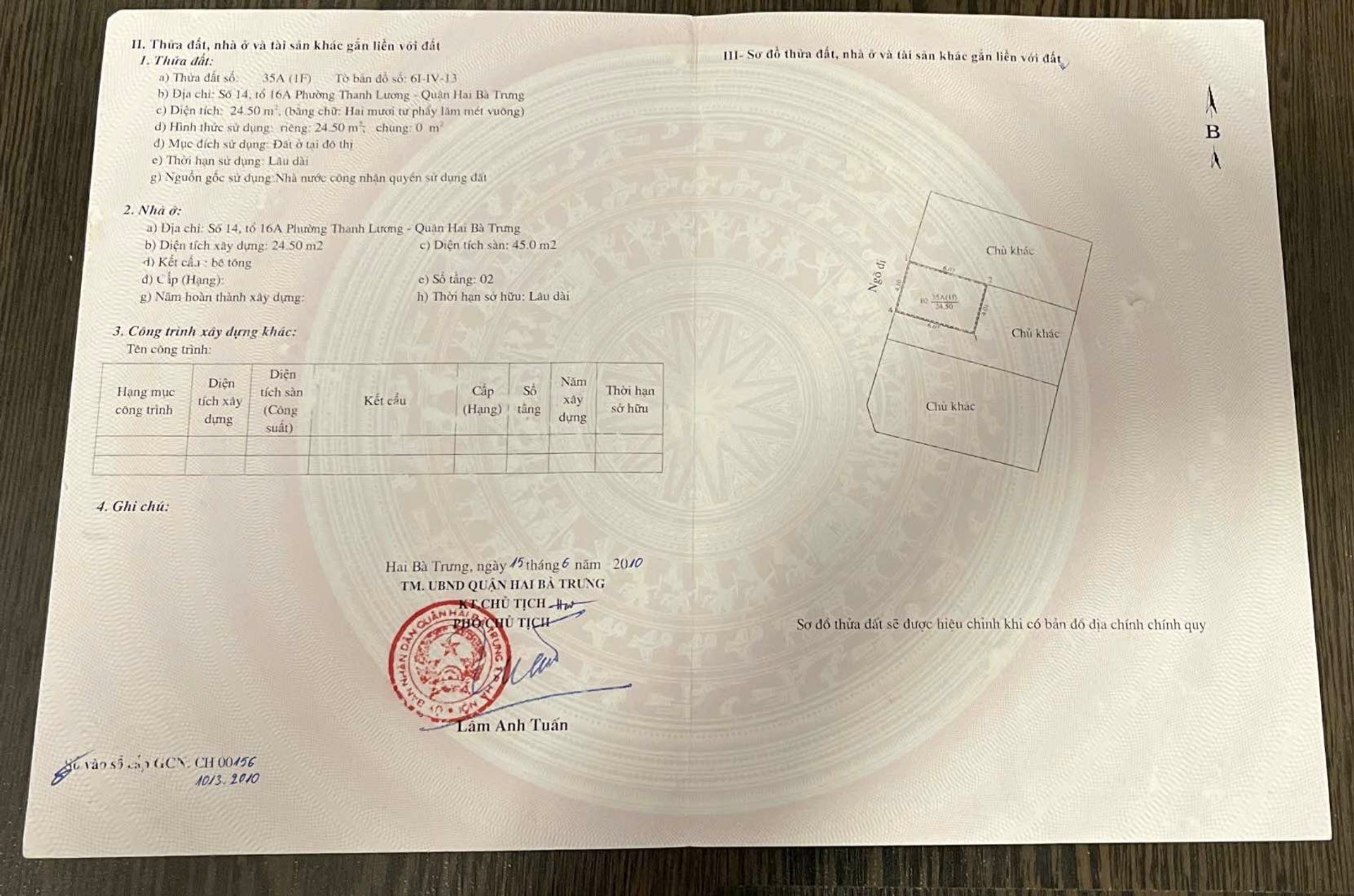 Bán nhà 24 - diện tích 24m2 3 tầng - Nhà cũ, chủ xác định bán đất tặng nhà - giá 6,4 tỷ