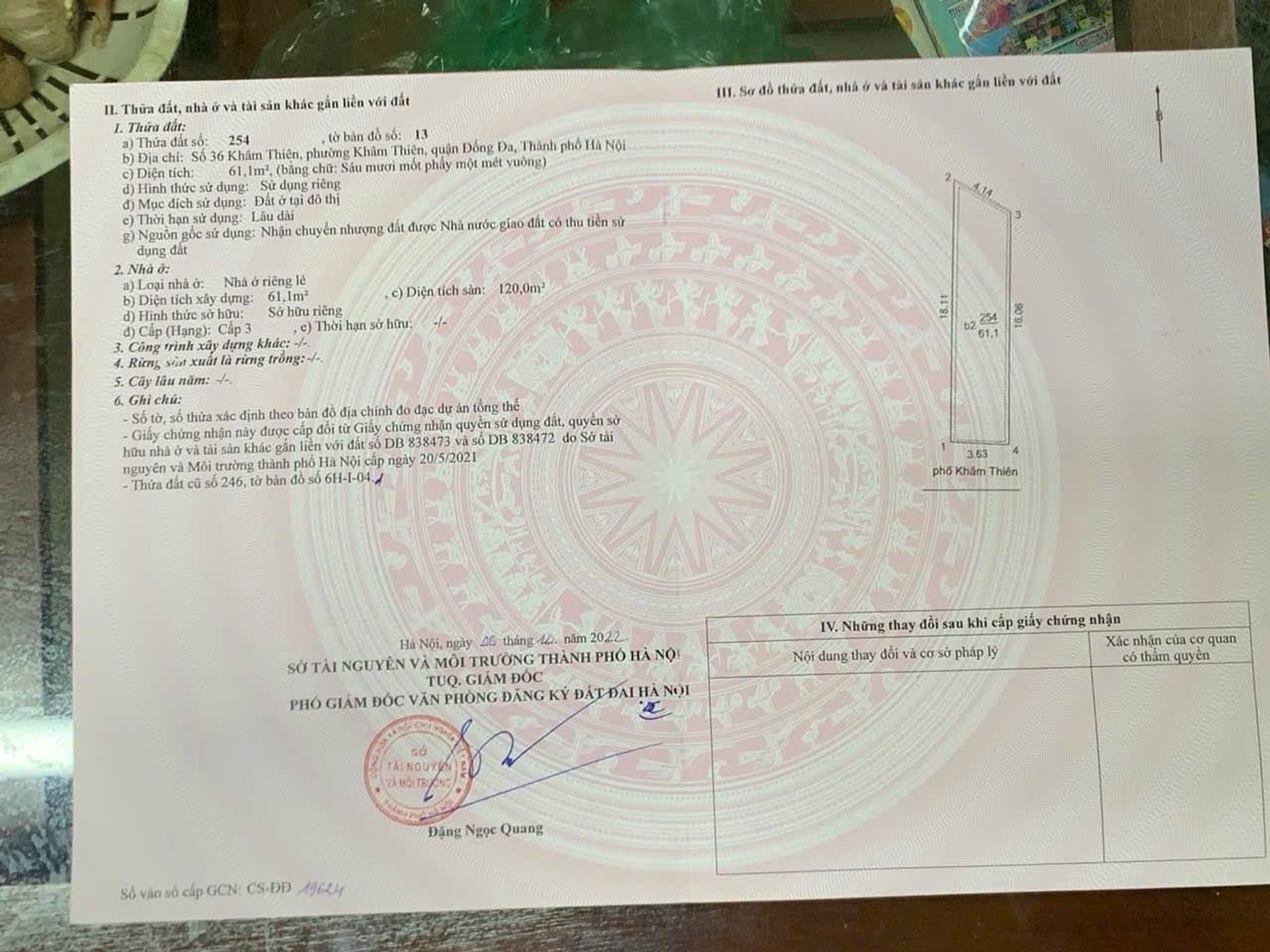 Bán nhà Khâm Thiên - diện tích 61m2 5 tầng - Chỉ có 1 mặt tiền - giá 46 tỷ