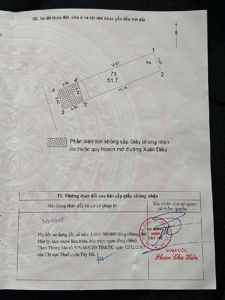 Bán nhà Xuân Diệu - diện tích 51.7m2 4 tầng - Ngõ 4 ô tô tránh - giá 37 tỷ