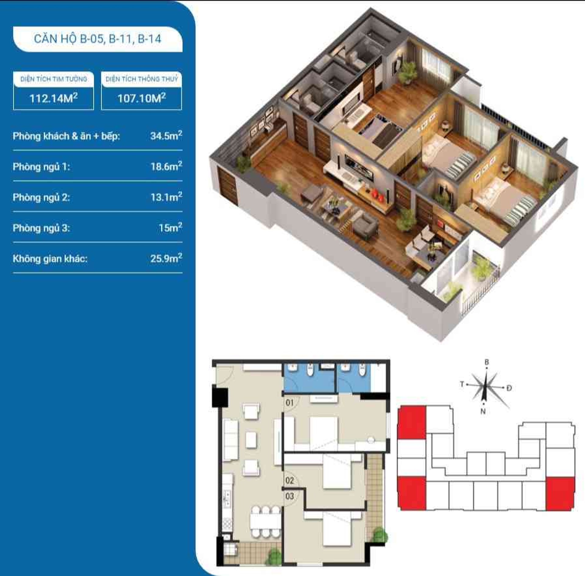Bán nhà Hateco Hoàng Mai - diện tích 107m2 1 tầng - Căn hộ toà B tầng 5 - giá 7,2 tỷ